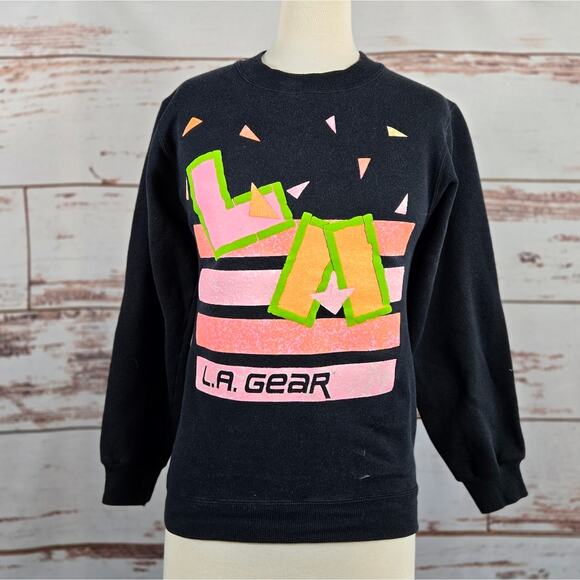 Vintage 90s LA Gear Sweatshirt Black Size Small - Picture 1 of 10